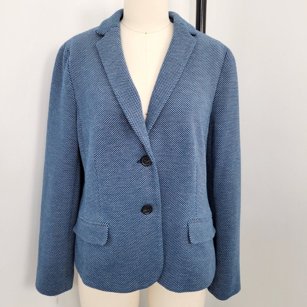 Talbots Textured Micro Herringbone Coneflower Blu… - image 1